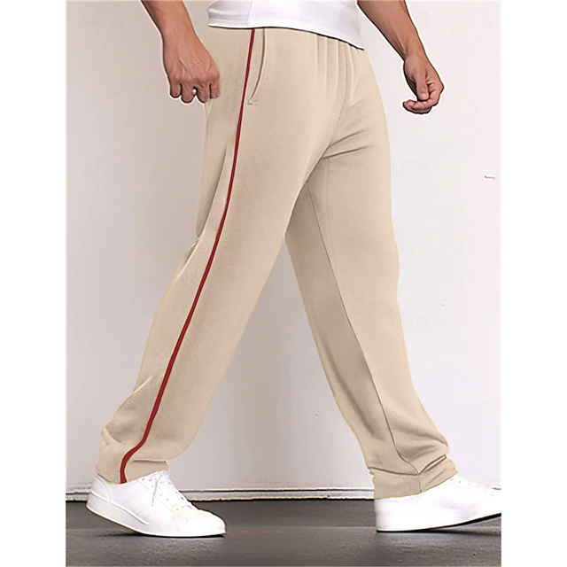 Men's Sweatpants Wide Leg Sweatpants Trousers Patchwork Pocket Drawstring Color Block Comfort Sports Outdoor Daily Fashion Casual Black Red Micro-elastic 9