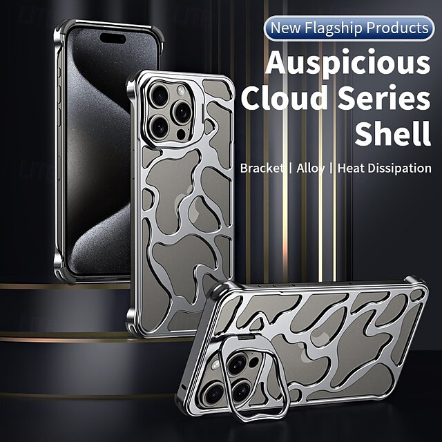  Phone Case For iPhone 16 iPhone 16 Pro iPhone 16 Pro Max iPhone 15 iPhone 15 Pro Max iPhone 14 Pro Max iPhone 13 Pro Max Back Cover with Stand Holder Shockproof Retro Aluminum Alloy