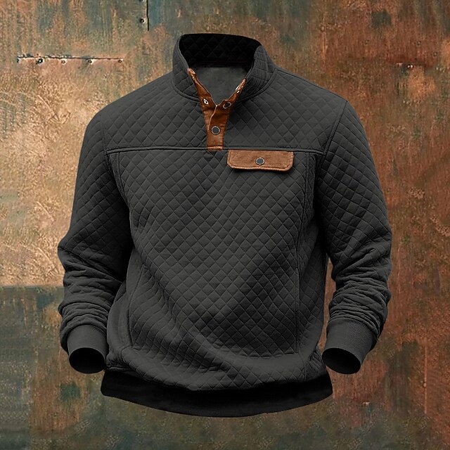 Men's Waffle Hoodies Hoodie Wine Red Black Brown Green Light Grey Standing Collar Plain Sports & Outdoor Daily Holiday Streetwear Cool Casual Winter Spring & Fall Clothing Apparel Hoodies 8