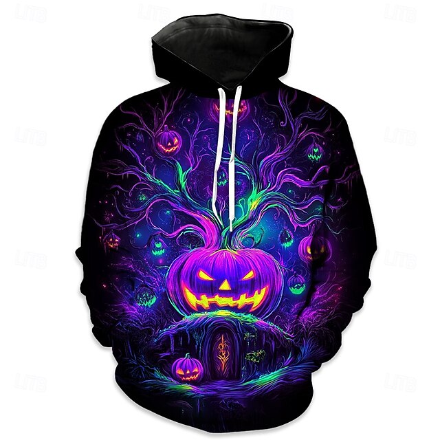  Skelet Hattetrøje Pullover Halloween 3D Grafisk Til Par Herre Dame Voksne Halloween Karneval Maskerade 3D-udskrivning Fest Afslappet / Hverdag
