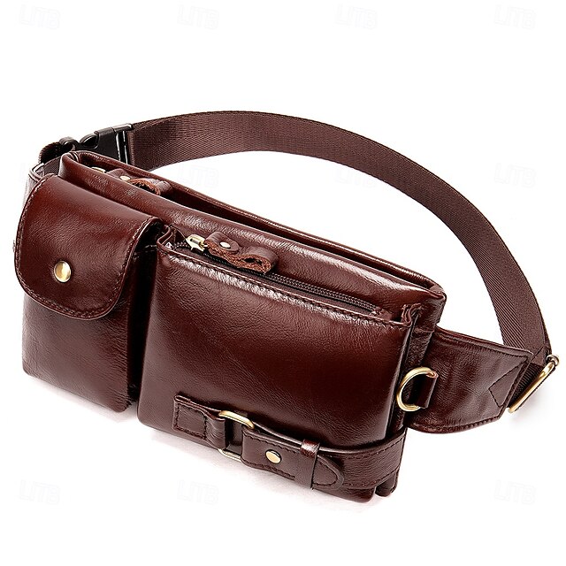 Genuine Leather Belt Bag For Men First Layer Cowhide Men's Shoulder