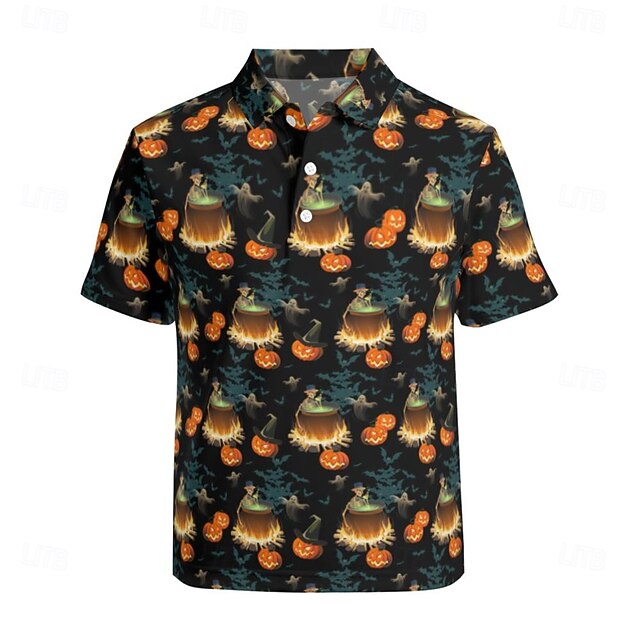 Halloween Skeleton Skull Pumpkin Hawaiian Shirts Aloha Shirt Print Halloween For Men's Adults' Halloween Carnival Masquerade 3D Print Party Halloween4
