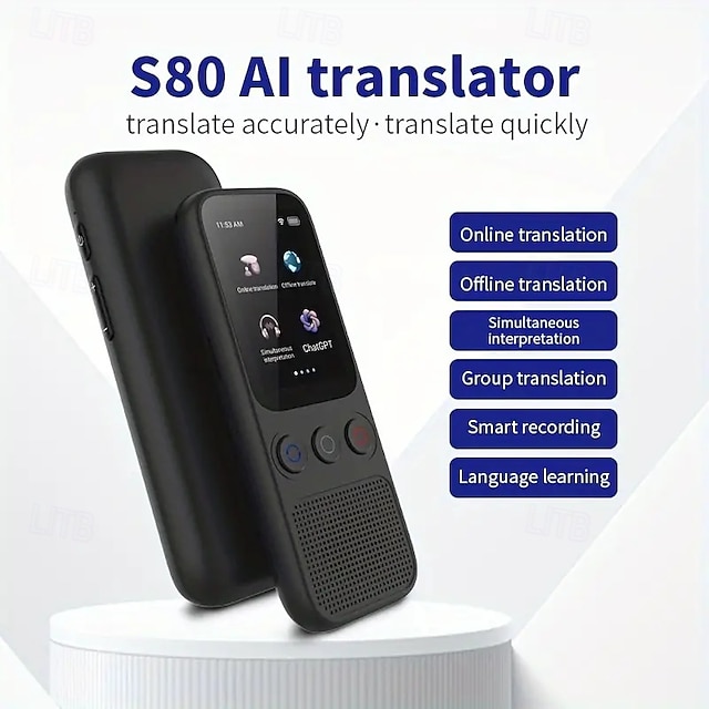  dispozitiv de traducere a limbii traducerea vocală în timp real în două sensuri acceptă 138 de limbi offline și înregistrări precise Ecran tactil de 2 inchi HD pentru călătorii, afaceri și studii
