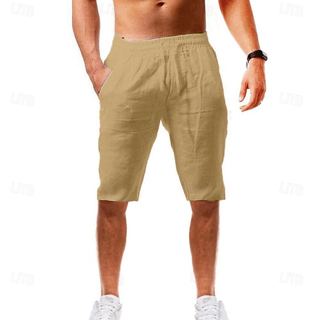 NQ Men's Cotton Casual Straight Leg Beach Shorts - Summer Shorts, Multiple Sizes (Note: Asian Sizing)