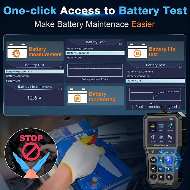 OBD2 Scanner Battery Tester for Car Color Screen Code Reader Easy Setup