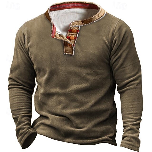 Men's Sweatshirt Army Green Khaki Gray Standing Collar Plain Patchwork Daily Holiday Going out Polyester Streetwear Casual Fall Winter Clothing Apparel Hoodies Sweatshirts  Long Sleeve4