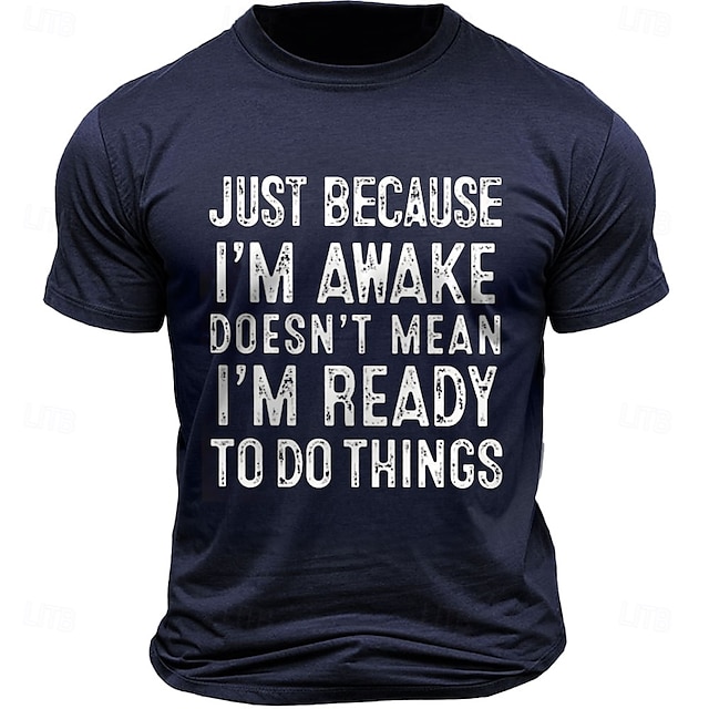  Homme Drôle impression de lettre T-shirt 100% Coton Manche Courte Graphique Chemise Noir Gris foncé Bleu de minuit T-shirt confortable Rue Sport en Plein Air Vêtements de créateurs de mode