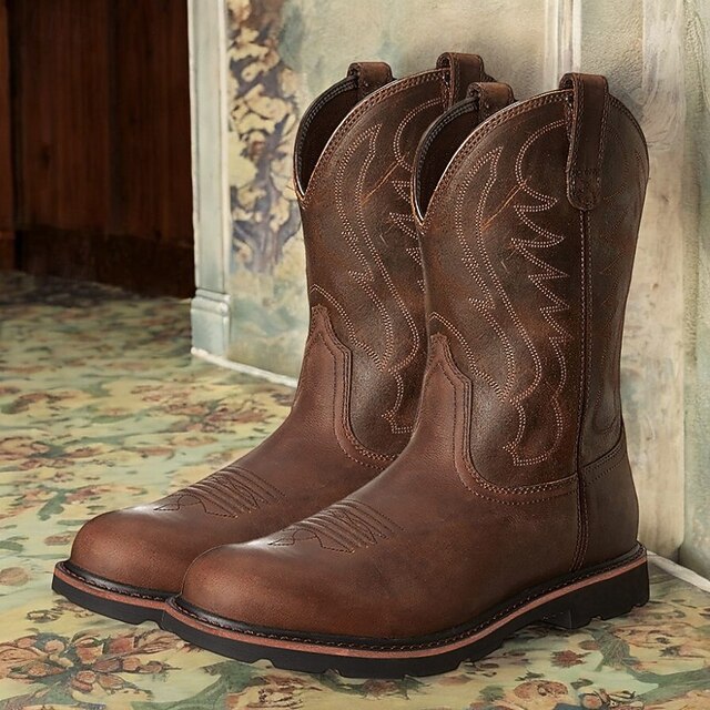 Men's Cowboy Boots Vintage Vintage Western Boots Cavender's/Tecovas Boots Classic Outdoor PU Big Tree Color Brown Winter 14