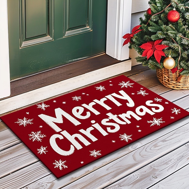  julepynt dørmatte candy cane pointessia kjøkkenmatte gulvmatte sklisikkert teppe oljetett teppe innendørs utendørs matte soverom dekor badematte inngangsteppe