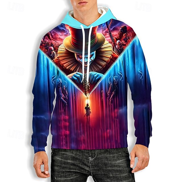 It Clown Killer Clown Hoodie Pullover Halloween 3D Graphic For Couple's Men's Women's Adults' Masquerade 3D Print Party Casual Daily4