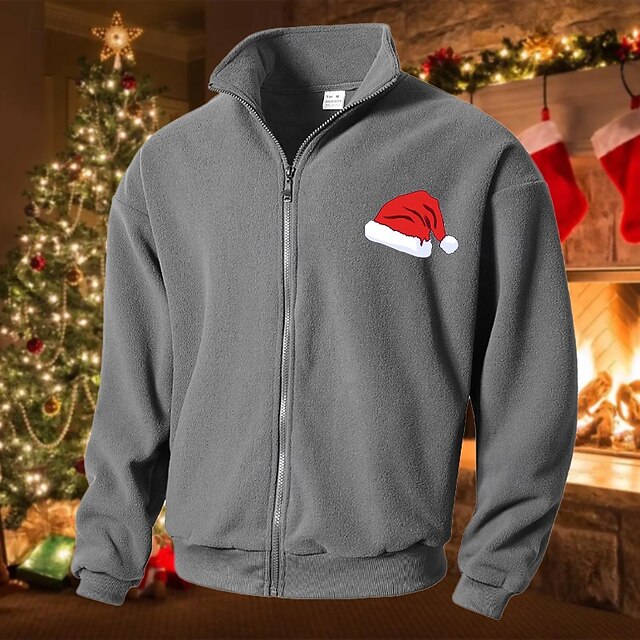 Men's Polar Fleece Jacket Casual Jacket Daily Vacation Warm Pocket Fall