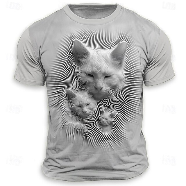  Per uomo Gatto maglietta Manica corta maglietta Stampa 3D Girocollo Camicia Di tendenza Athleisure Strada Sportivo Grigio chiaro Estate Primavera Abbigliamento S M L XL XXL XXXL