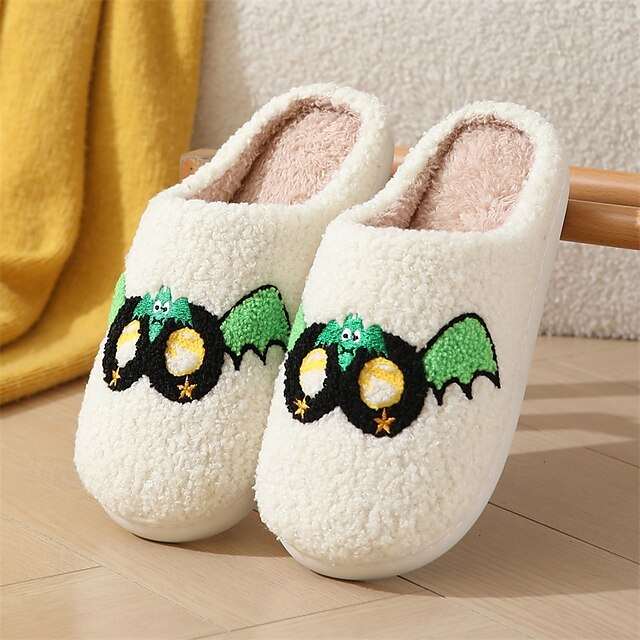  papuci de casă de interior pentru halloween papuci de bumbac cu design de mască de desene animate pentru femei pantofi confortabili pentru casă de iarnă