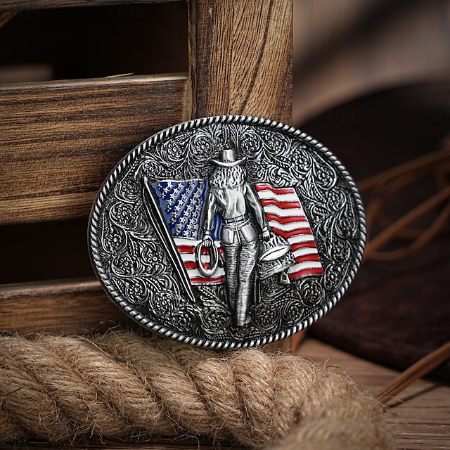  Men's Belt Buckle Buckle Silver Alloy Vintage Style Retro Vintage National Flag Daily Religious Celebrations