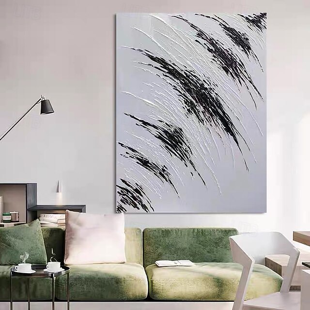 white Black wall art white textured Handpainted white Black wall art