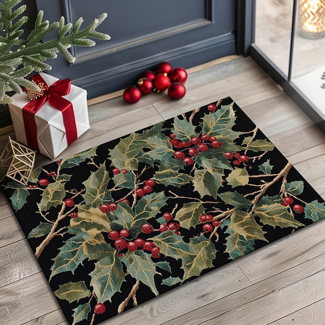  julepynt dørmatte julestjerne kjøkkenmatte gulvmatte sklisikre teppe oljetett teppe innendørs utendørs matte soveromsdekor baderomsmatte inngangsteppe
