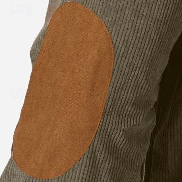 Men's Sweatshirt Corduroy Pullover Black Navy Blue Green Standing