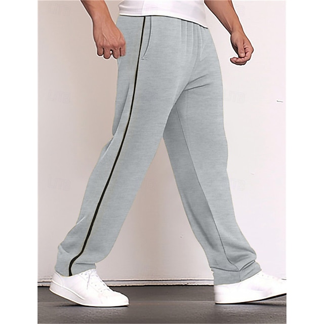  Voor heren Joggingbroeken Joggingbroek met wijde pijpen Broek Lapwerk Zak Trekkoord Kleurenblok Comfort Buitensporten Dagelijks Modieus Casual Zwart Rood Micro-elastisch