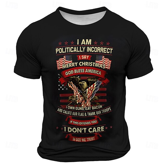 Veterans Day Men's Patriot Patriotic Veteran American US Flag Patriotic T shirt Short Sleeve T shirt 3D Print Crew Neck Shirt Fashion Athleisure Street Sports Outdoor Black Summer Spring Clothing4