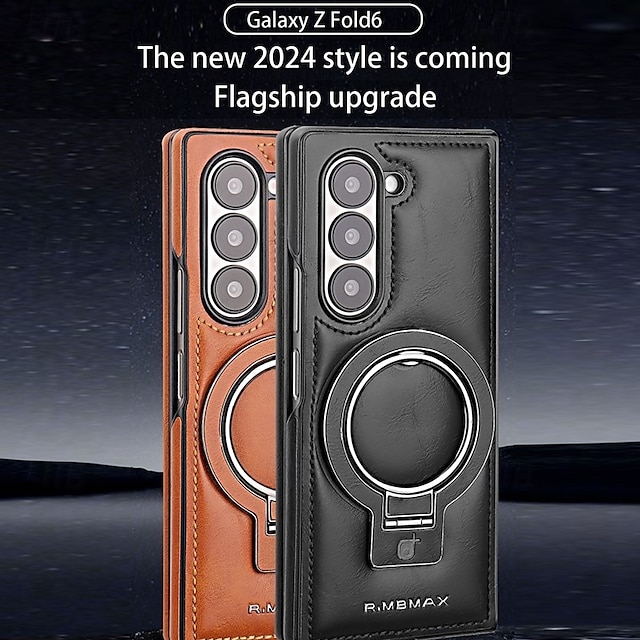  Samsung Galaxy Z Fold 6 Z Fold 5 Z Fold 4 Z Fold 3 用のスタンドホルダー付きバックカバー、ワイヤレス充電対応、ショックプルーフ、レトロTPU PUレザー