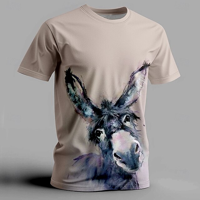 Men's Donkey T Shirt Short Sleeve T shirt 3D Print Crew Neck Shirt Fashion Athleisure Street Sports Outdoor Khaki Summer Spring Clothing Apparel S M L XL XXL XXXL4