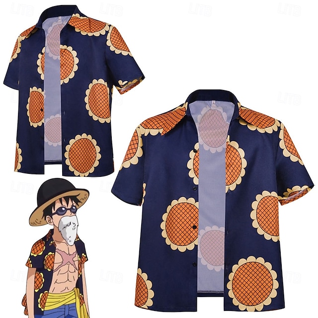  One Piece Monkey D. Luffy Anime Cosplay Costume Masquerade Cosplay Suits Masquerade Shirt Hat For Men's Adults'