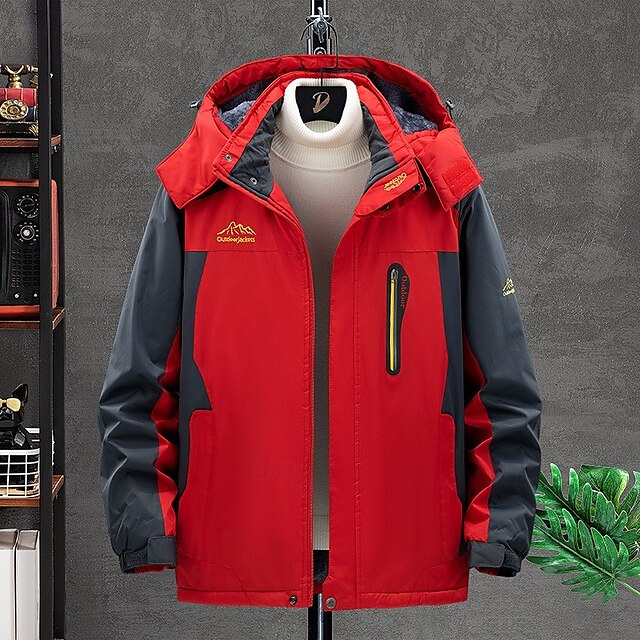  Homens Jaqueta de lã para caminhada Inverno Ao ar livre Prova-de-Água Quente Macio Confortável Jaquetas em Velocino Zip Completo Campismo / Escursão / Espeleologismo Viajar Esportes de Inverno Preto