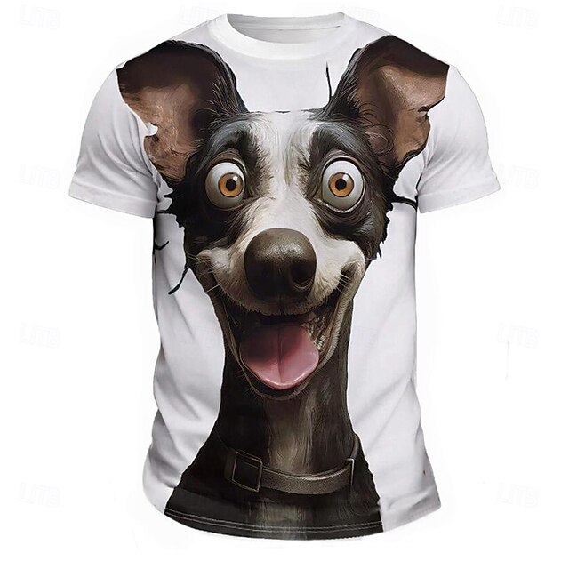 Men's Dog T Shirt Short Sleeve T shirt 3D Print Crew Neck Shirt Fashion Athleisure Street Sports Outdoor White Summer Spring Clothing Apparel S M L XL XXL XXXL4