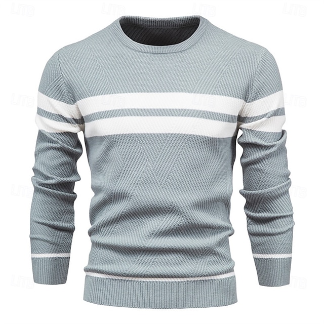  nieuwe herfsttrui herentrui o-hals patchwork lange mouw warme slanke truien heren casual mode trui herenkleding