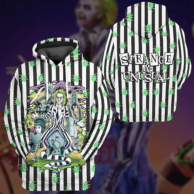  Beetlejuice 2 Hoodie Cartoon Manga Print 3D Character Front Pocket Graphic Street Style For Couple's Men's Women's Adults' Back To School 3D Print Party Casual Daily