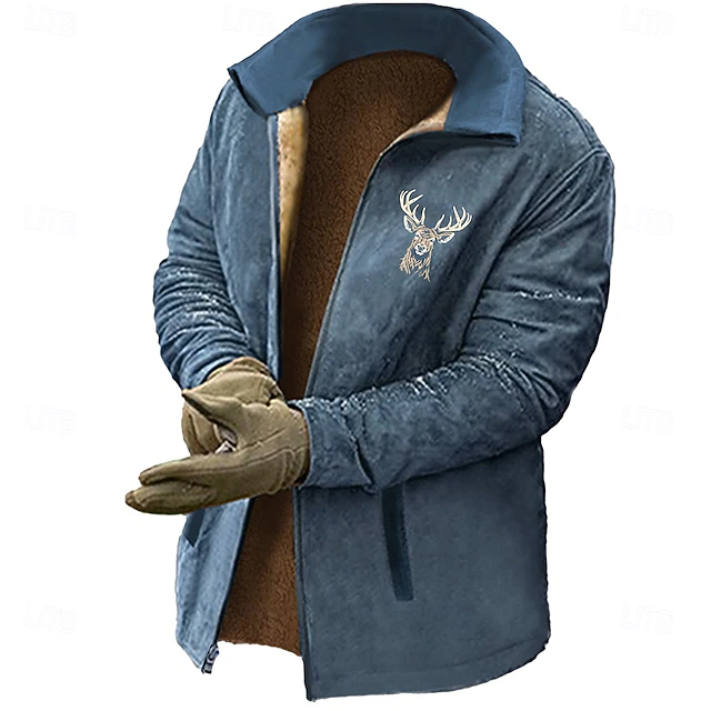 New Year Christmas Men's Deer Sweatshirts Zip Sweatshirt Long Sleeve Sweatshirt Stand Collar Sports Daily Simple 3D Printing Full Zip Stand Collar Winter Spring & Fall 6