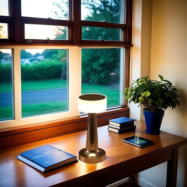  Luminária de mesa LED recarregável portátil com sensor de toque, ideia de escurecimento para quarto, sala de estar, escritório, dormitório universitário, bar, festa, jantar e decoração de restaurante