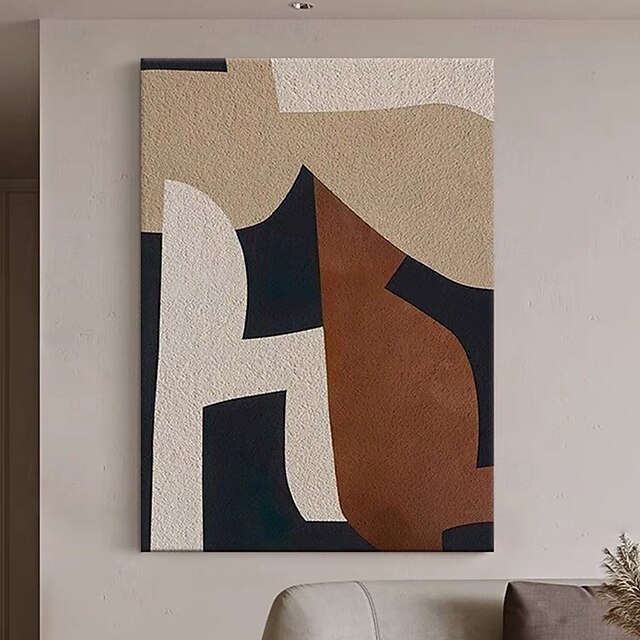 Beige Hand painted Wall Art brown Beige Abstract Painting Large Black