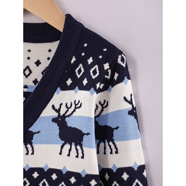 Kids Boys Christmas Cardigan Geometric Long Sleeve Button School Daily