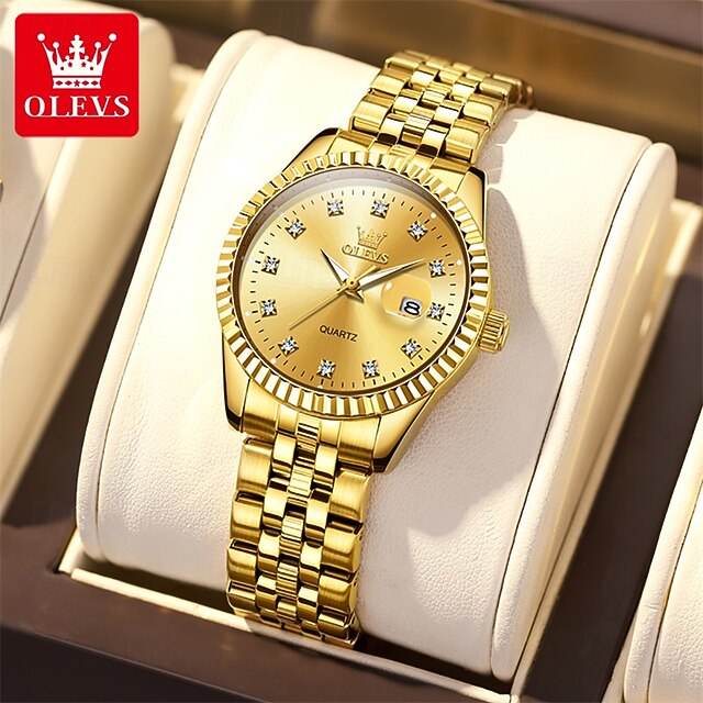 New Olevs Olevs Brand Fashion Ladies Steel Belt Watch Calendar Diamond