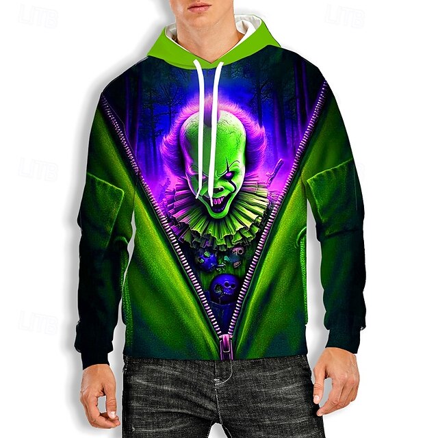  Det Klovn Dræberklovn Hattetrøje Pullover Halloween 3D Grafisk Til Par Herre Dame Voksne Halloween Karneval Maskerade 3D-udskrivning Fest Afslappet / Hverdag