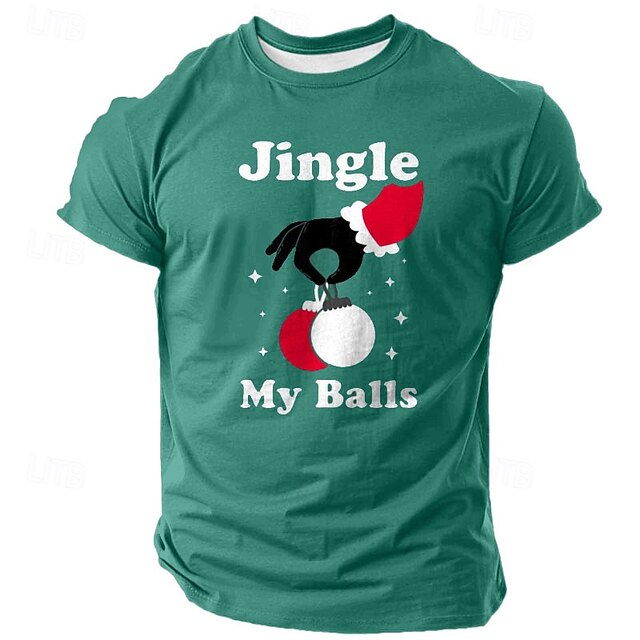 Christmas Men's Funny Christmas 3D T-shirts Ugly Funny Slang Casual Street Style 3D Print Tee Sports Outdoor Holiday Green Short Sleeve Crew Neck Spring & Summer Clothing Apparel S M L XL XXL XXXL4