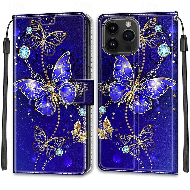  telefono Custodia Per iPhone 15 Pro Max Plus Copertura Posteriore con Supporto Con Cinturino da Polso Slot per Carte Retrò TPU Pelle PU