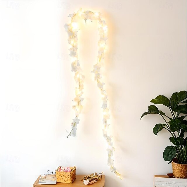 Cherry Blossom Rattan String Lights, Battery Powered LED String Lights