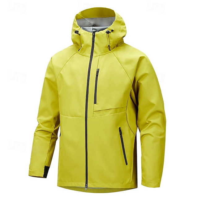 Men's Softshell Jacket Sport Coat Hiking Jacket Rain Jacket Sports Outdoor Camping & Hiking Waterproof Windbreaker Zipper Pocket Spring & Fall Solid Color Active Hooded Regular Black White Green 13