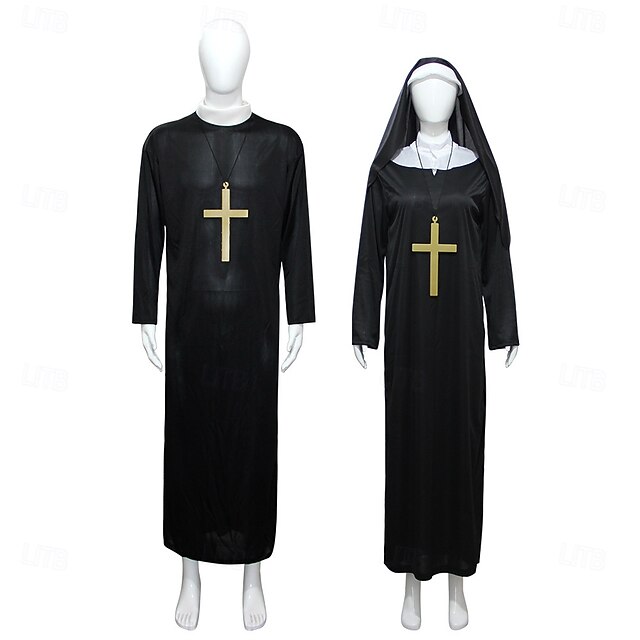 Nun Priest Halloween Halloween Group Family Costumes Couples Cosplay Adults' Men's Women's Masquerade Party Easy Halloween Costumes Dress Up4