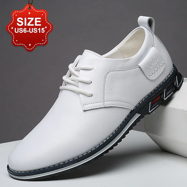 Men's White Faux Leather Lace-Up Casual Shoes - Stylish Low-Top Sneakers with Comfortable Sole for Daily Wear 20