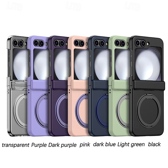  Phone Case For Samsung Galaxy Z Flip 6 Z Flip 5 Z Flip 4 Z Flip 3 Back Cover with Stand Holder Magnetic Support Wireless Charging Retro TPU PC