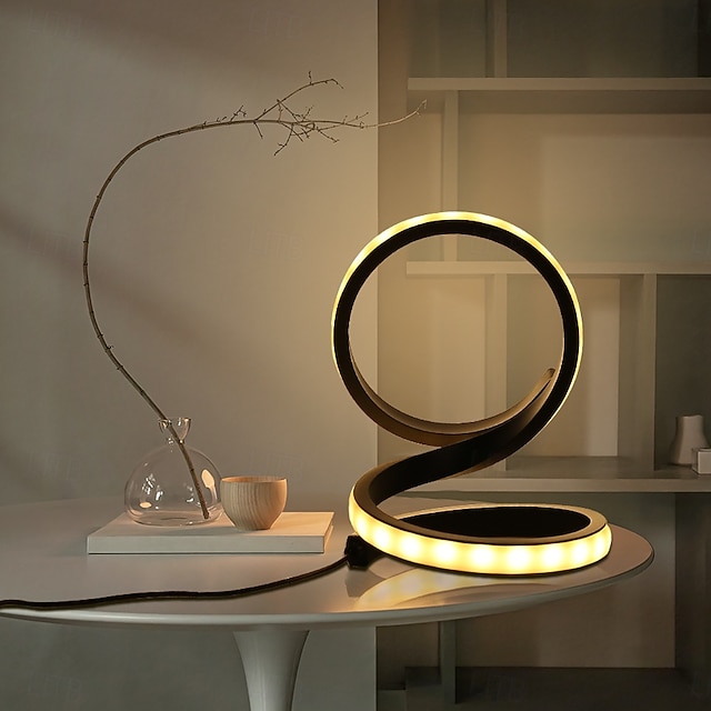  1pc nórdico simples espiral lâmpada de mesa, quarto cabeceira proteção para os olhos, regulável usb alimentado led lâmpada decorativa para casa sala de estar quarto