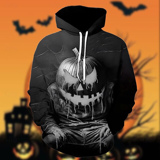  předvečer Všech svatých Dýně Kapuce Pullover předvečer Všech svatých 3D Přední kapsa Grafika Pro Pro páry Pánské Dámské Dospělé předvečer Všech svatých Karneval Plesová maškaráda 3D tisk Párty