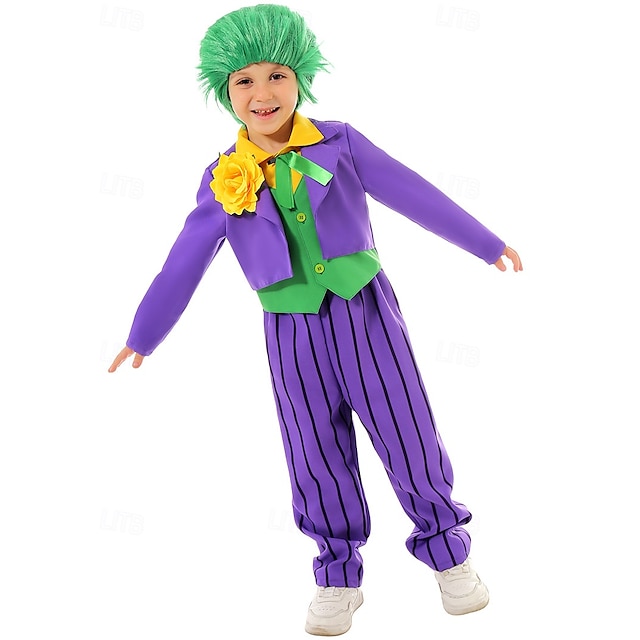  Joker Clown Halloween Outfits Cosplay Perücken Suicide Squad Cosplay-Kostüm Kinder Jungen Karneval Maskerade Party / Abend Einfache Halloween-Kostüme Verkleiden