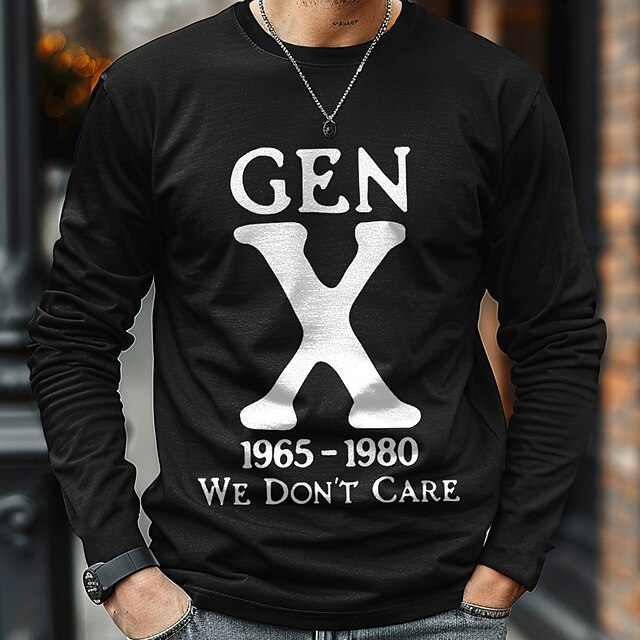 Mens Long Sleeve Graphic T-Shirt | Gen X 1965-1980 "We Don't Care" Lifestyle Apparel4