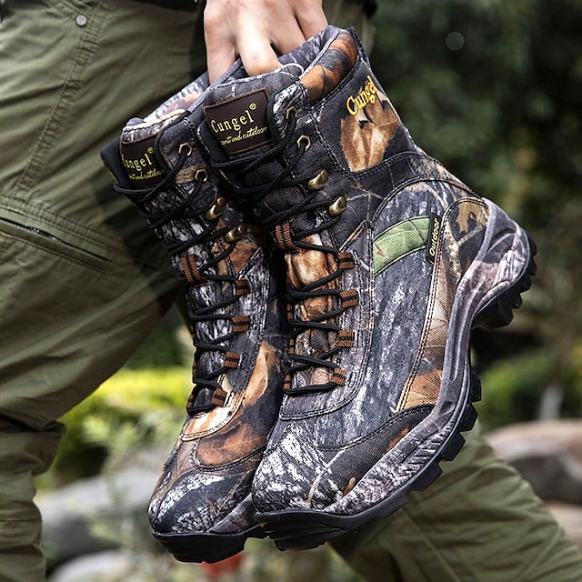  botas de caminhada camufladas masculinas para atividades ao ar livre – à prova d'água, duráveis e leves com sola antiderrapante para caça e trekking