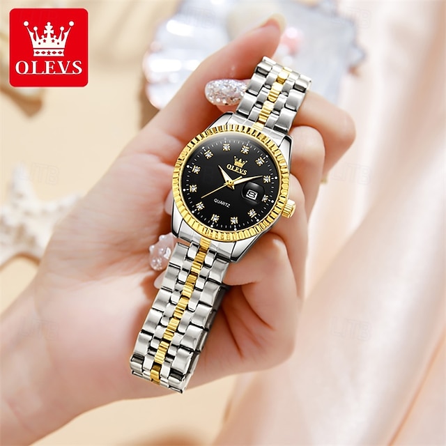New Olevs Olevs Brand Fashion Ladies Steel Belt Watch Calendar Diamond