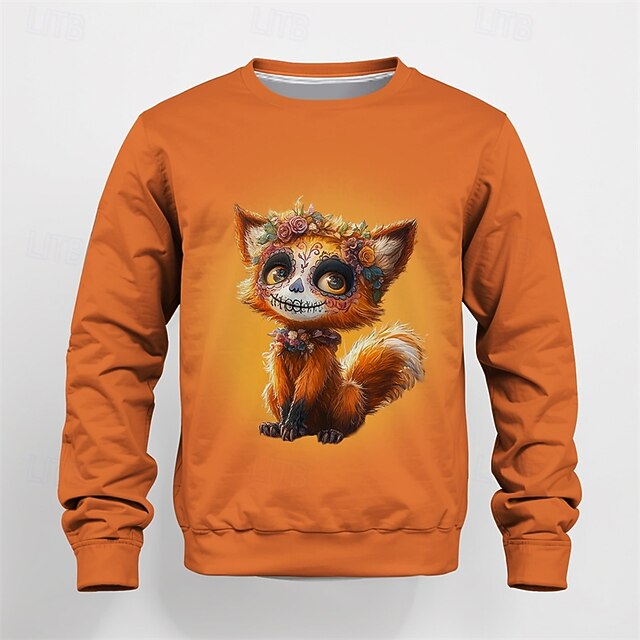 Girls' 3D Graphic Animal Cartoon Sweatshirt Long Sleeve Spring Fall Fashion Basic Kids 4-12 Years Crew Neck Outdoor Casual Daily Regular Fit3
